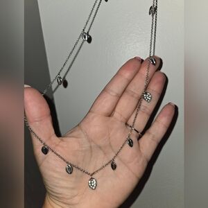 Banana Republic Silver Necklace with Leaf and Gem Charms